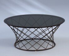 Couchtisch >Noa< in schwarz, Metall schwarz + Sicherheitsglas grau - 35x80 (HxD)