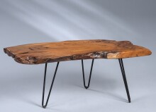 Couchtisch >Tallus< in braun, Teakholz + Metall -...