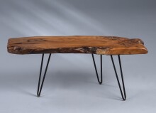 Couchtisch >Tallus< in braun, Teakholz + Metall - 100x40x40cm (LxBxH)