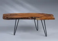 Couchtisch >Tallus< in braun, Teakholz + Metall -...
