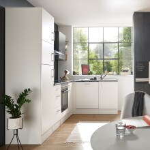 CORNER 280 Moderne Eckküche ohne Elektrogeräte in Weiß, Anthrazit - Geräumige Küchenzeile L-Form mit viel Stauraum - 280 x 211 x 175 cm (B/H/T)