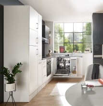 CORNER 310 Moderne Eckküche ohne Elektrogeräte in Weiß, Anthrazit - Geräumige Küchenzeile L-Form mit viel Stauraum - 310 x 211 x 175 cm (B/H/T)