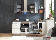 CORNER 220 Moderne Küchenzeile ohne Elektrogeräte in Weiß, Anthrazit - Geräumige Einbauküche mit viel Platz und Stauraum - 220 x 211 x 60 cm (B/H/T)