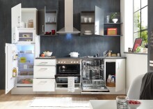 CORNER 280 Moderne Küchenzeile ohne Elektrogeräte in Weiß, Anthrazit - Geräumige Einbauküche mit viel Platz und Stauraum - 280 x 211 x 60 cm (B/H/T)