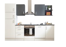 CORNER 280 Moderne Küchenzeile ohne Elektrogeräte in Weiß, Anthrazit - Geräumige Einbauküche mit viel Platz und Stauraum - 280 x 211 x 60 cm (B/H/T)