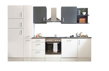 CORNER 310 Moderne Küchenzeile ohne Elektrogeräte in Weiß, Anthrazit - Geräumige Einbauküche mit viel Platz und Stauraum - 310 x 211 x 60 cm (B/H/T)