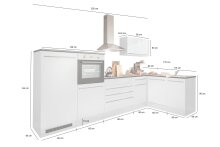 JAZZ 4 Moderne L- Küchenzeile ohne Elektrogeräte in Weiß Hochglanz, Geräumige L-Einbauküche mit viel Stauraum - 320 x 200 x 60 cm (B/H/T)