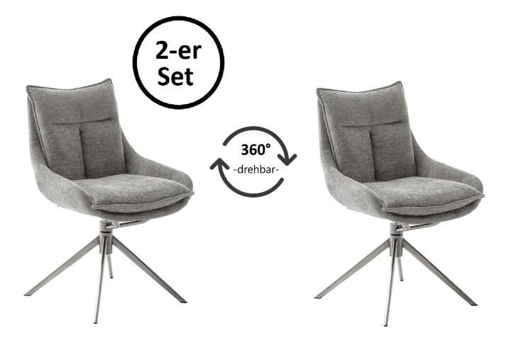 Küchenstuhl >PARKER< (2-er Set) in Anthrazit, Polyester - 57x85x65cm (BxHxT)