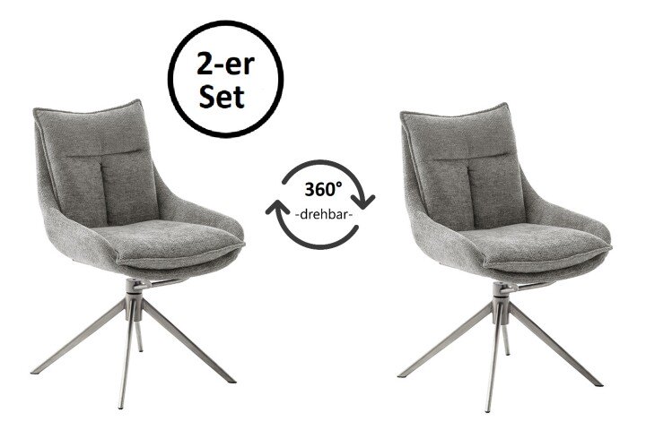 Küchenstuhl >PARKER< (2-er Set) in Anthrazit, Polyester - 57x85x65cm (BxHxT)