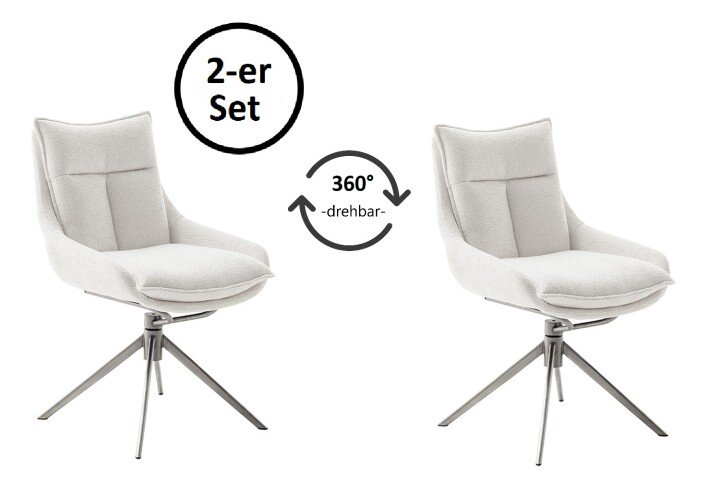 Küchenstuhl >PARKER< (2-er Set) in Creme, Polyester - 57x85x65cm (BxHxT)