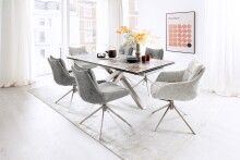 Küchenstuhl >PARKER< (2-er Set) in Creme, Polyester - 57x85x65cm (BxHxT)
