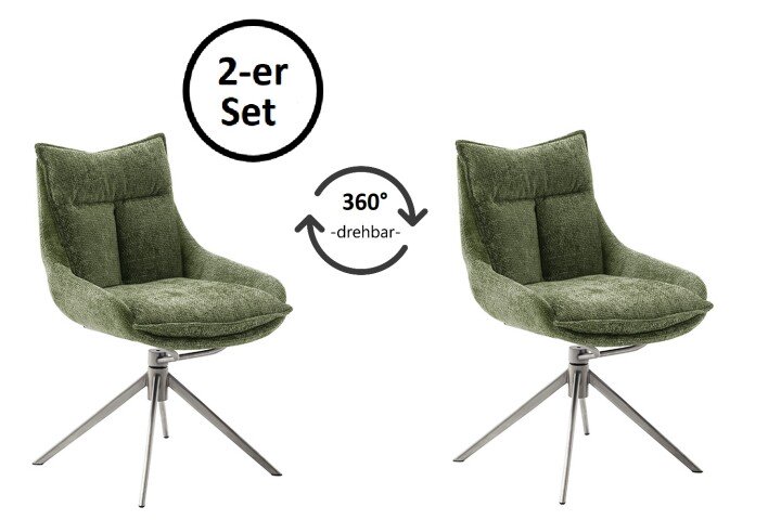 Küchenstuhl >PARKER< (2-er Set) in Olive, Polyester - 57x85x65cm (BxHxT)