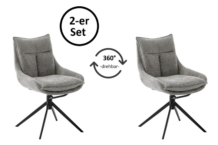 Küchenstuhl >PARKER< (2-er Set) in Anthrazit, Polyester - 57x85x65cm (BxHxT)