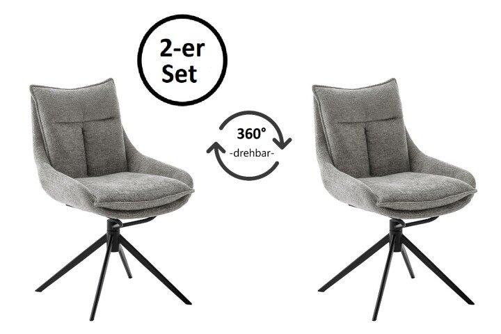 Küchenstuhl >PARKER< (2-er Set) in Anthrazit, Polyester - 57x85x65cm (BxHxT)