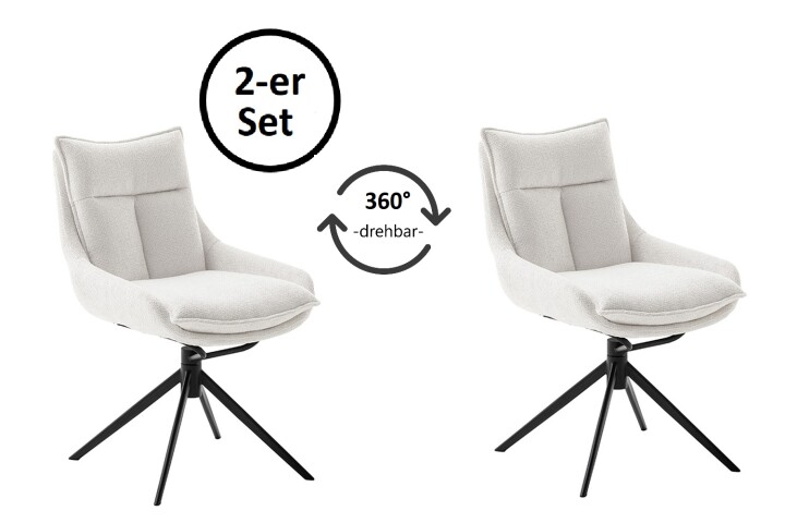 Küchenstuhl >PARKER< (2-er Set) in Creme, Polyester - 57x85x65cm (BxHxT)