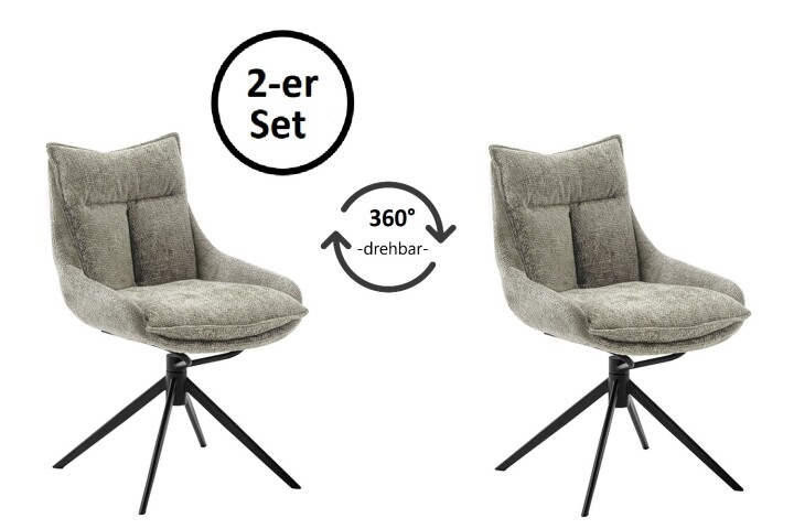 Küchenstuhl >PARKER< (2-er Set) in Cappuccino, Polyester - 57x85x65cm (BxHxT)
