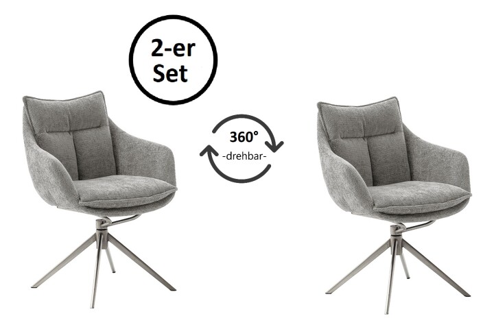 Küchenstuhl >PARKER< (2-er Set) in Anthrazit, Polyester - 65x85x65cm (BxHxT)