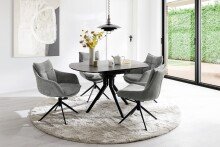 Küchenstuhl >PARKER< (2-er Set) in Anthrazit, Polyester - 65x85x65cm (BxHxT)