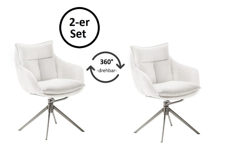 Küchenstuhl >PARKER< (2-er Set) in creme, Polyester - 65x85x65cm (BxHxT)