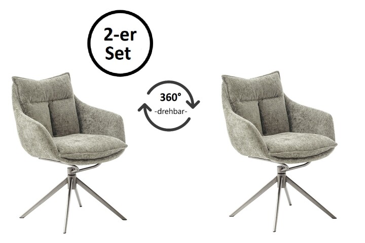 Küchenstuhl >PARKER< (2-er Set) in Cappuccino, Polyester - 65x85x65cm (BxHxT)