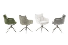 Küchenstuhl >PARKER< (2-er Set) in Cappuccino, Polyester - 65x85x65cm (BxHxT)