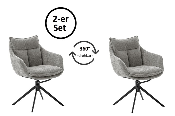 Küchenstuhl >PARKER< (2-er Set) in Anthrazit, Polyester - 65x85x65cm (BxHxT)
