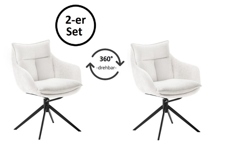 Küchenstuhl >PARKER< (2-er Set) in Creme, Polyester - 65x85x65cm (BxHxT)