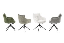 Küchenstuhl >PARKER< (2-er Set) in Creme, Polyester - 65x85x65cm (BxHxT)