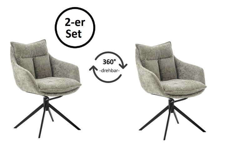 Küchenstuhl >PARKER< (2-er Set) in Cappuccino, Polyester - 65x85x65cm (BxHxT)