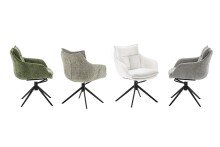 Küchenstuhl >PARKER< (2-er Set) in Olive, Polyester - 65x85x65cm (BxHxT)