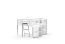 Spielbett >SCOTT< in Bett Kiefer, Beimöbel MDF weiß lackiert, Kiefer und MDF