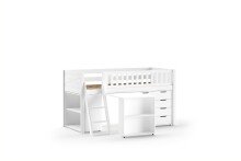 Spielbett >SCOTT< in Bett Kiefer, Beimöbel MDF weiß lackiert, Kiefer und MDF