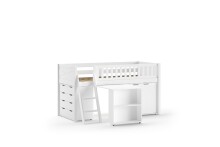 Spielbett >SCOTT< in Bett Kiefer, Beimöbel MDF weiß lackiert, Kiefer und MDF