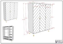 Kleiderschrank >BILLY< in Satin Weiß, MDF - 150x200,3x59cm (BxHxT)
