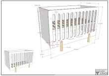 Babybett >SMILE< in Weiß lackiert, MDF - 130x86,7x64cm (BxHxT)