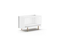 Babybett >SMILE< in Weiß lackiert, MDF - 130x86,7x64cm (BxHxT)