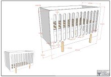 Babybett >SMILE< in Weiß lackiert, MDF - 130x86,7x64cm (BxHxT)