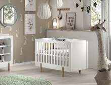 Babybett >SMILE< in Weiß lackiert, MDF -...