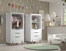 Regal >SMILE< in Weiß lackiert, MDF - 88x180x54,4cm (BxHxT)