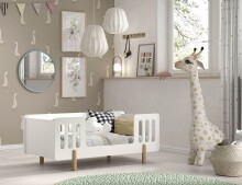 Kinderbett >SMILE< in Weiß lackiert, MDF -...