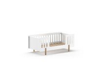 Kinderbett >SMILE< in Weiß lackiert, MDF - 150x60,2x74cm (BxHxT)