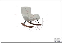 Schaukelstuhl >ROCKY< in Bouclé Creme-Weiß, Stoff und Holz - 55x69x65cm (BxHxT)