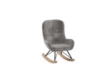 Schaukelstuhl >ROCKY< in Bouclé Anthrazit, Stoff und Holz - 55x69x65cm (BxHxT)