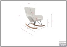 Schaukelstuhl >ROCKY< in Bouclé Creme-Weiß, Stoff und Holz - 76x101x110 (BxHxT)