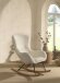 Schaukelstuhl >ROCKY< in Bouclé Creme-Weiß, Stoff und Holz - 76x101x110 (BxHxT)