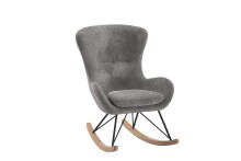 Schaukelstuhl >ROCKY< in Bouclé Anthrazit, Stoff und Holz - 76x101x110cm (BxHxT)