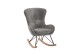 Schaukelstuhl >ROCKY< in Bouclé Anthrazit, Stoff und Holz - 76x101x110cm (BxHxT)