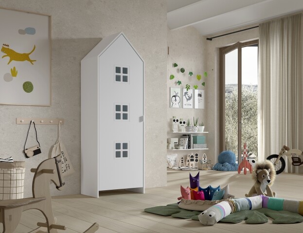 Kleiderschrank >CASAMI BRUGES< in Weiß lackiert, MDF - 57,6x171,3x37cm (BxHxT)