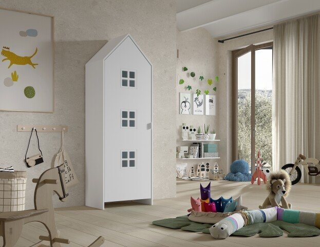 Kleiderschrank >CASAMI BRUGES< in Weiß lackiert, MDF - 57,6x171,3x37cm (BxHxT)