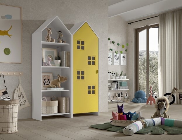 Kleiderschrank >CASAMI BRUGES< in Korpus Weiß / Front Gelb, MDF